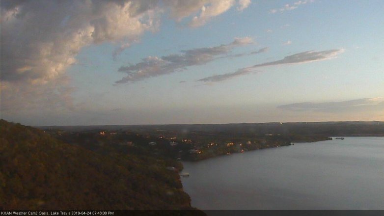 Lake Travis webcam, April 24, 2019 6:50 PM CT