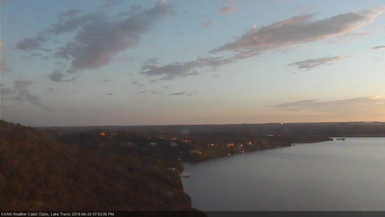 Lake Travis webcam, April 24, 2019 6:55 PM CT
