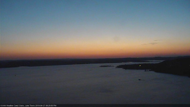 Lake Travis webcam, April 27, 2019 7:30 PM CT