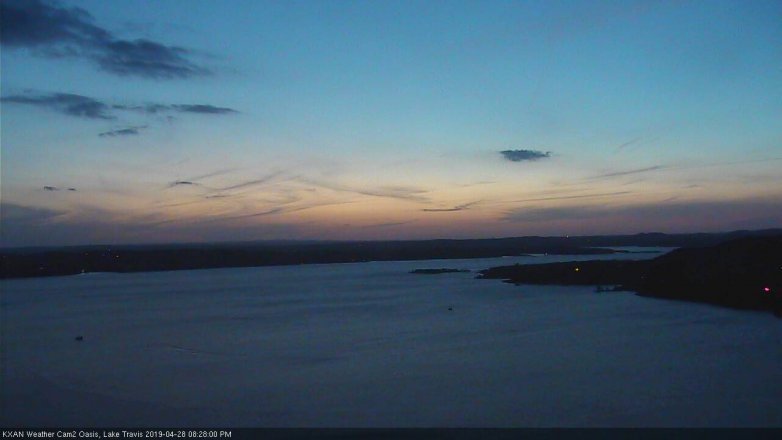 Lake Travis webcam, April 28, 2019 7:30 PM CT
