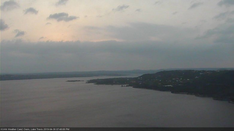 Lake Travis webcam, April 30, 2019 6:50 PM CT