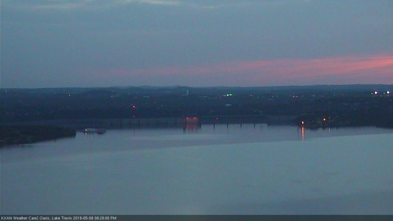Lake Travis webcam, May 8, 2019 7:30 PM CT