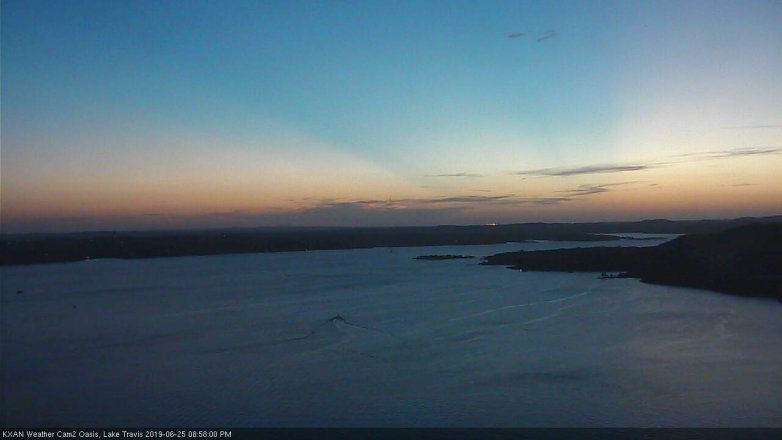 Lake Travis webcam, June 25, 2019 8:00 PM CT