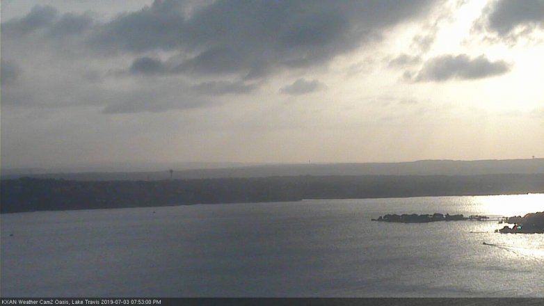 Lake Travis webcam, July 3, 2019 6:55 PM CT