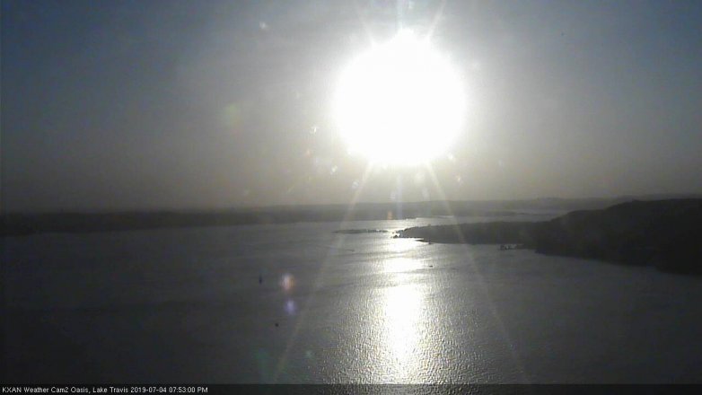 Lake Travis webcam, July 4, 2019 6:55 PM CT