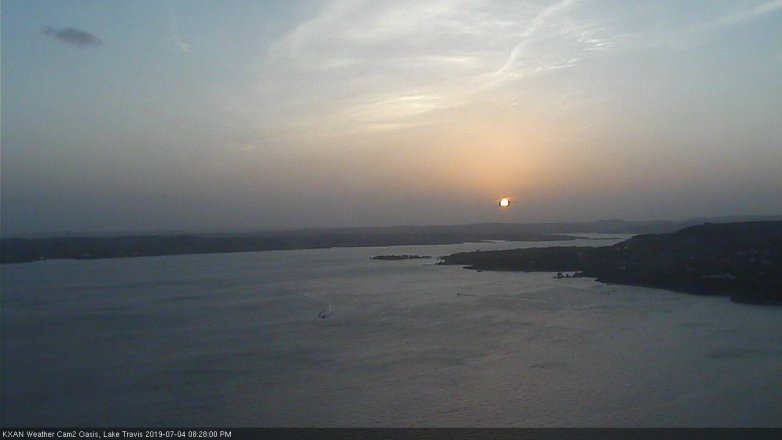 Lake Travis webcam, July 4, 2019 7:30 PM CT
