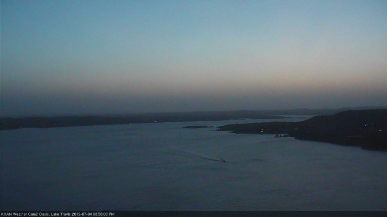 Lake Travis webcam, July 4, 2019 8:00 PM CT