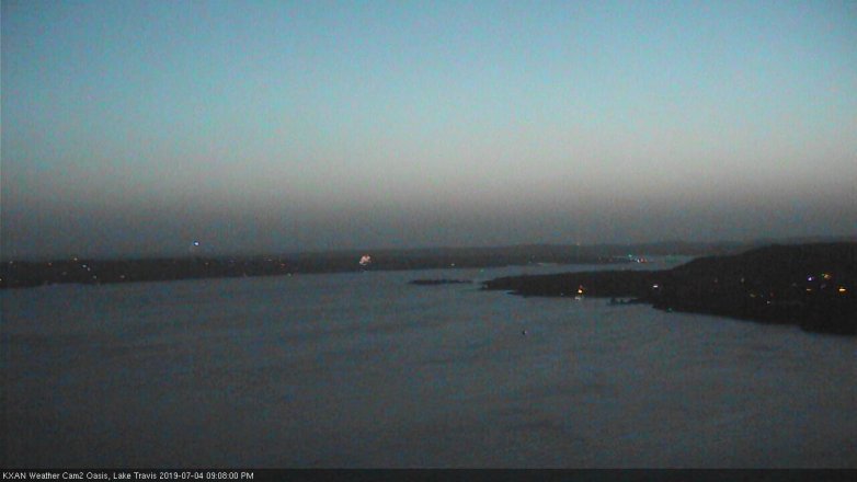 Lake Travis webcam, July 4, 2019 8:10 PM CT
