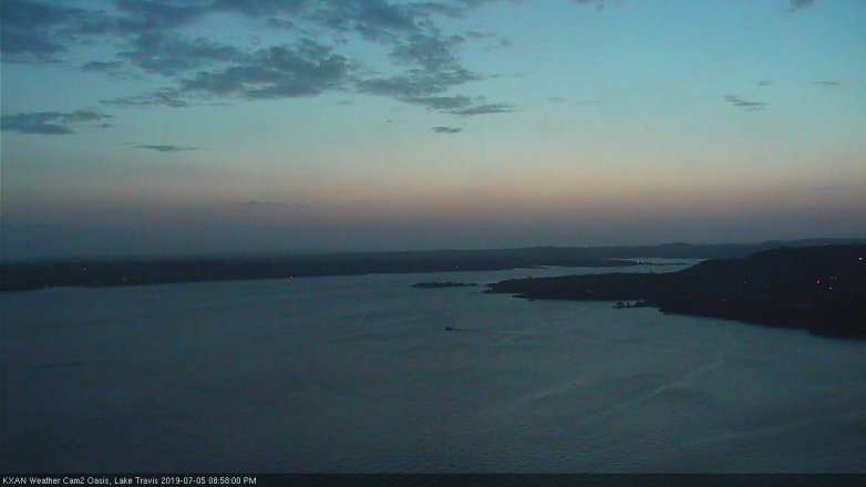 Lake Travis webcam, July 5, 2019 8:00 PM CT