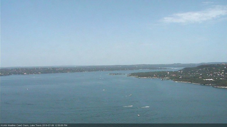 Lake Travis webcam, July 6, 2019 12:00 PM CT