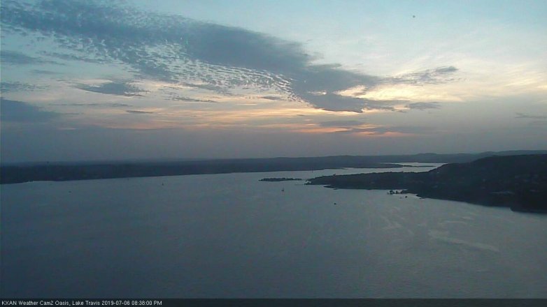Lake Travis webcam, July 6, 2019 7:40 PM CT