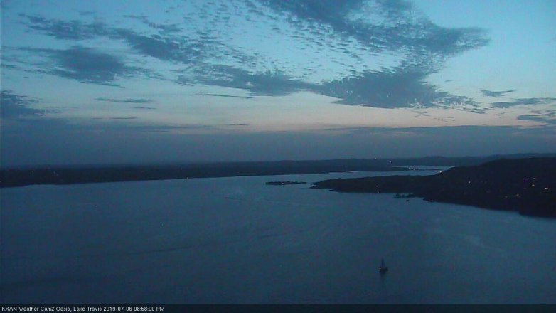 Lake Travis webcam, July 6, 2019 8:00 PM CT