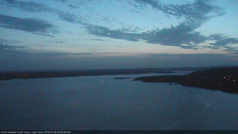 Lake Travis webcam, July 6, 2019 8:05 PM CT