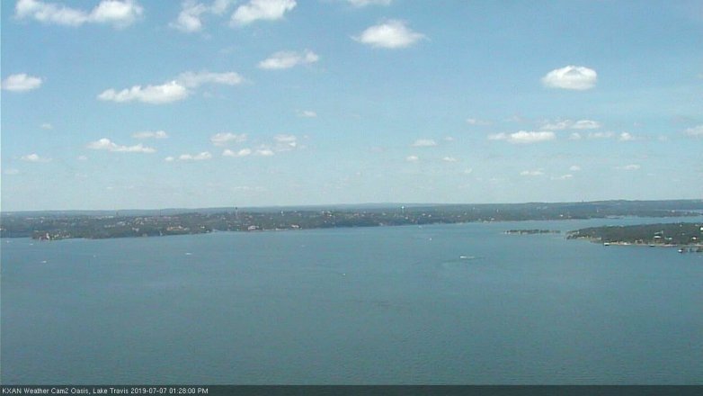 Lake Travis webcam, July 7, 2019 12:30 PM CT