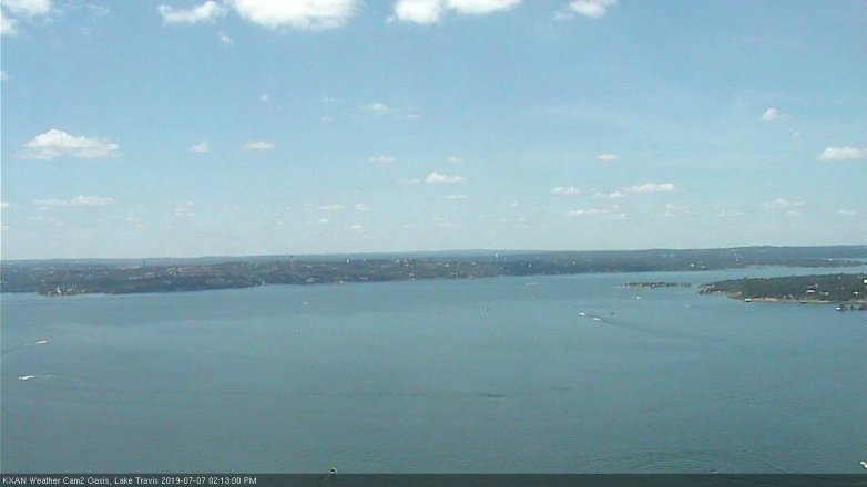 Lake Travis webcam, July 7, 2019 1:15 PM CT