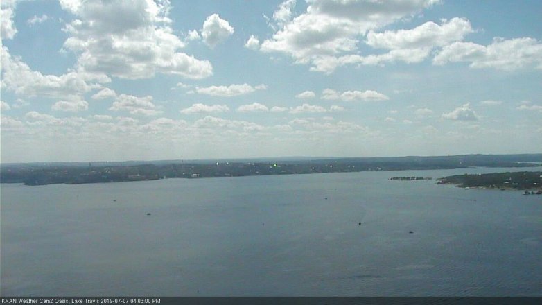 Lake Travis webcam, July 7, 2019 3:05 PM CT