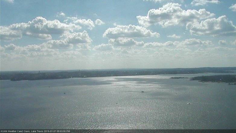 Lake Travis webcam, July 7, 2019 4:05 PM CT