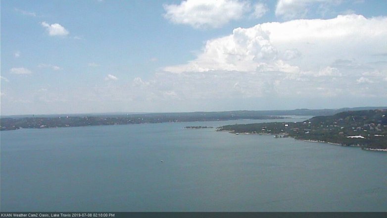 Lake Travis webcam, July 8, 2019 1:20 PM CT