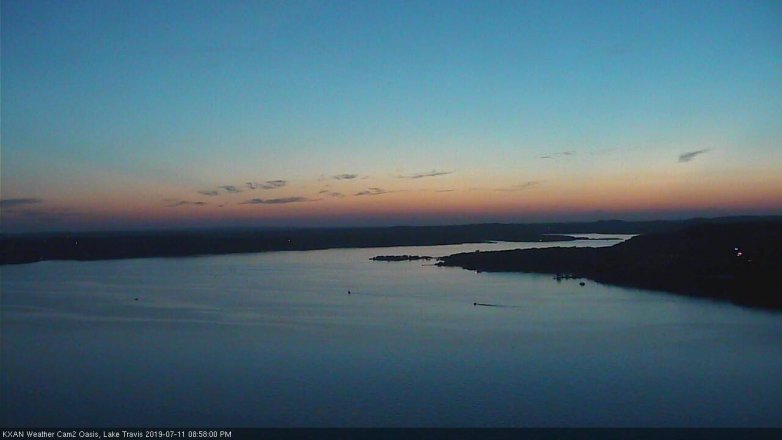 Lake Travis webcam, July 11, 2019 8:00 PM CT