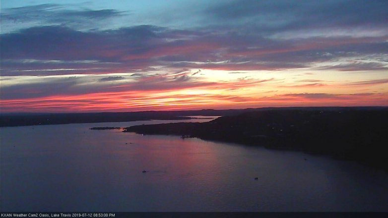 Lake Travis webcam, July 12, 2019 7:55 PM CT