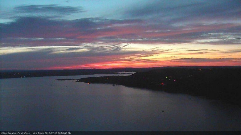 Lake Travis webcam, July 12, 2019 8:00 PM CT