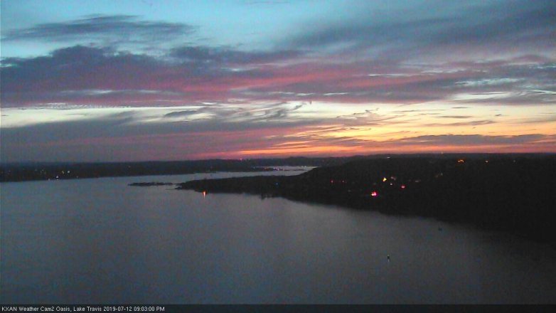Lake Travis webcam, July 12, 2019 8:05 PM CT