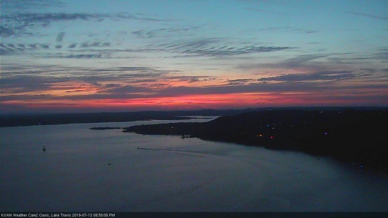 Lake Travis webcam, July 13, 2019 8:00 PM CT