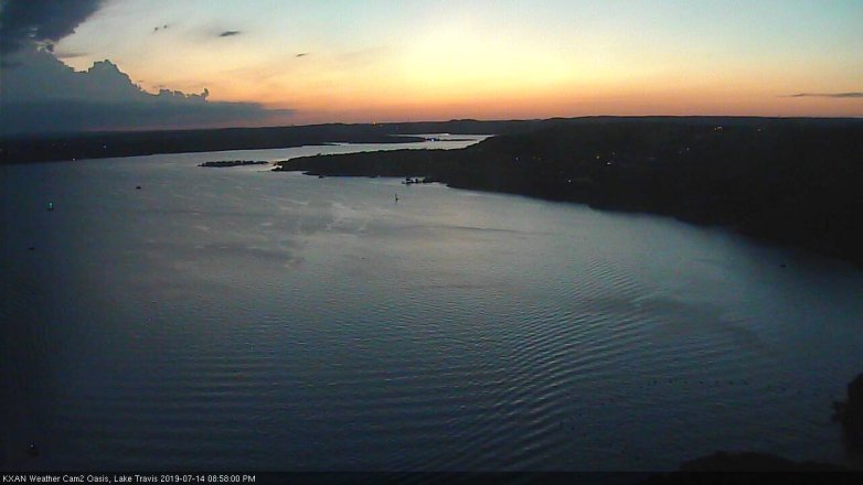 Lake Travis webcam, July 14, 2019 8:00 PM CT