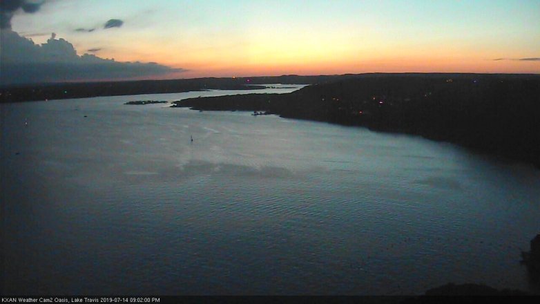 Lake Travis webcam, July 14, 2019 8:05 PM CT