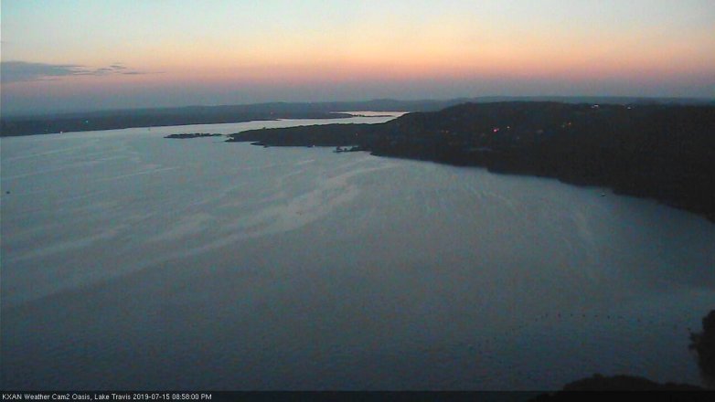 Lake Travis webcam, July 15, 2019 8:00 PM CT