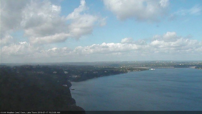 Lake Travis webcam, July 17, 2019 9:25 AM CT