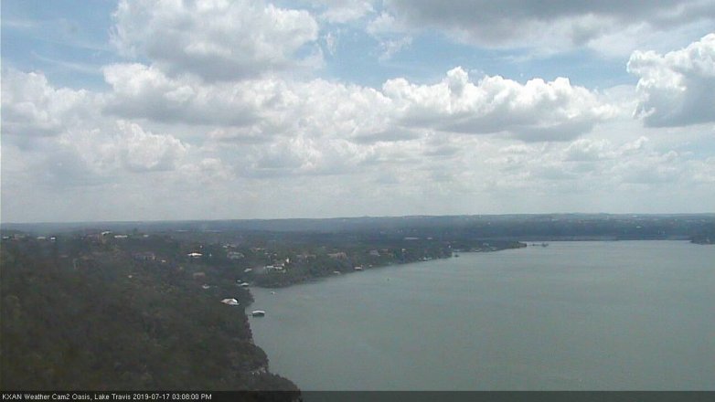 Lake Travis webcam, July 17, 2019 2:10 PM CT