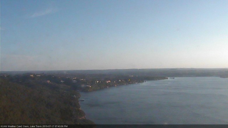 Lake Travis webcam, July 17, 2019 6:45 PM CT