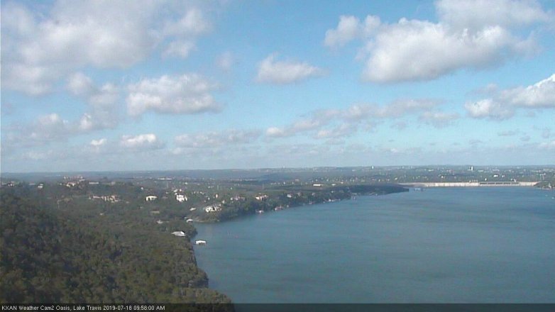 Lake Travis webcam, July 18, 2019 9:00 AM CT