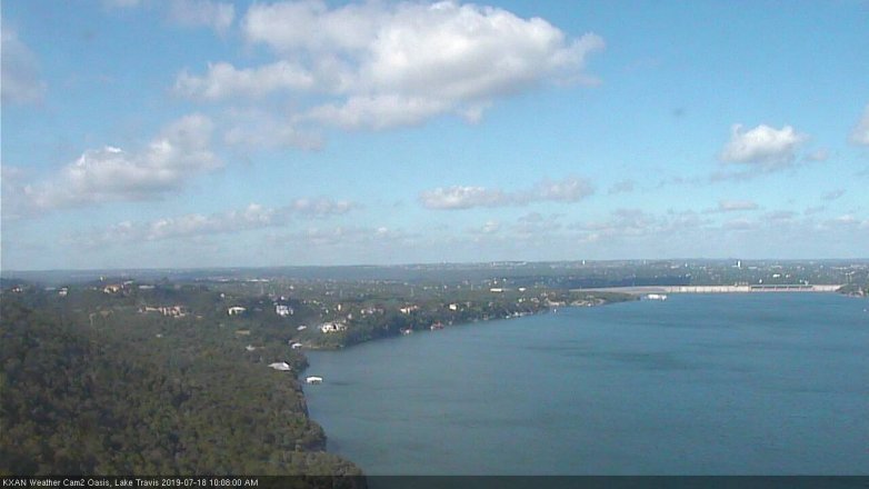 Lake Travis webcam, July 18, 2019 9:10 AM CT