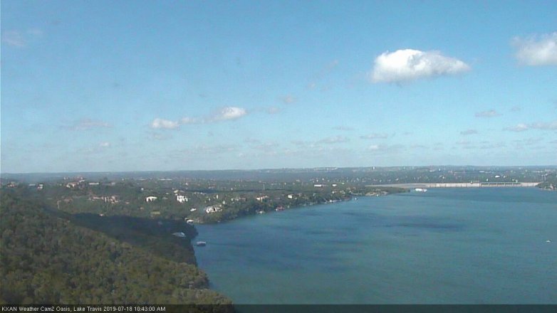 Lake Travis webcam, July 18, 2019 9:45 AM CT