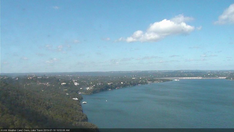 Lake Travis webcam, July 18, 2019 9:55 AM CT