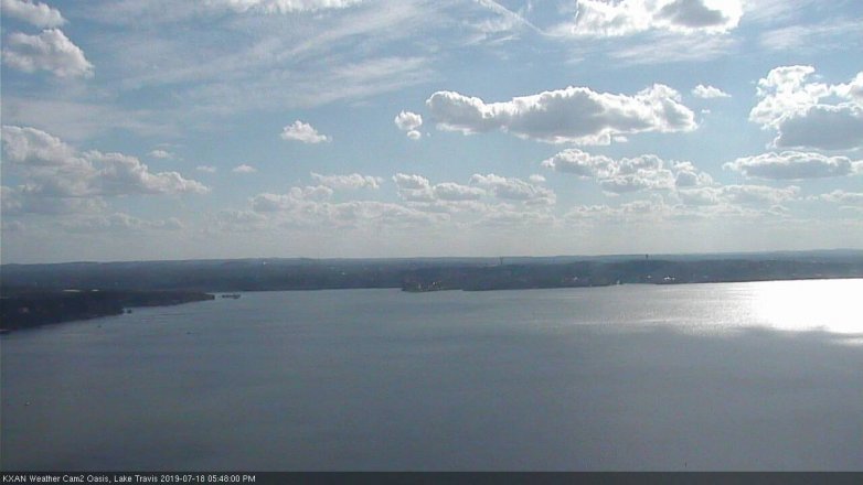 Lake Travis webcam, July 18, 2019 4:50 PM CT