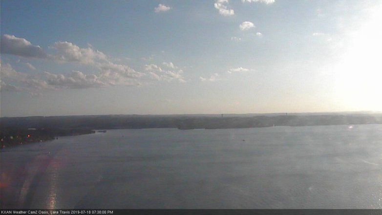 Lake Travis webcam, July 18, 2019 6:40 PM CT