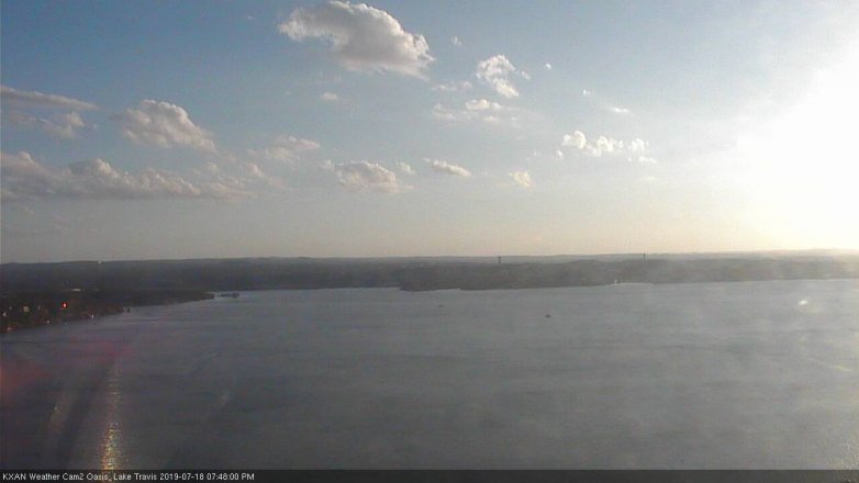 Lake Travis webcam, July 18, 2019 6:50 PM CT