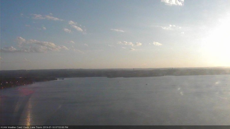 Lake Travis webcam, July 18, 2019 6:55 PM CT