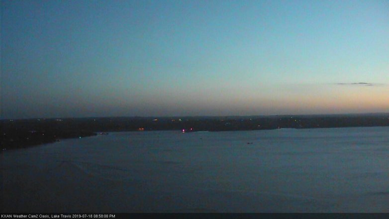 Lake Travis webcam, July 18, 2019 8:00 PM CT