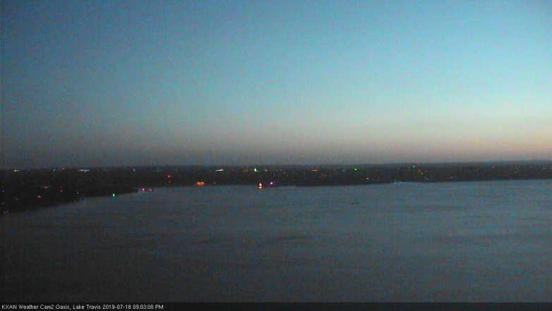 Lake Travis webcam, July 18, 2019 8:05 PM CT