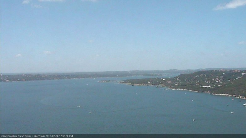 Lake Travis webcam, July 20, 2019 12:00 PM CT
