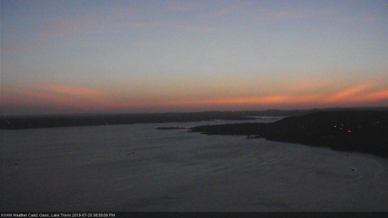Lake Travis webcam, July 20, 2019 8:00 PM CT