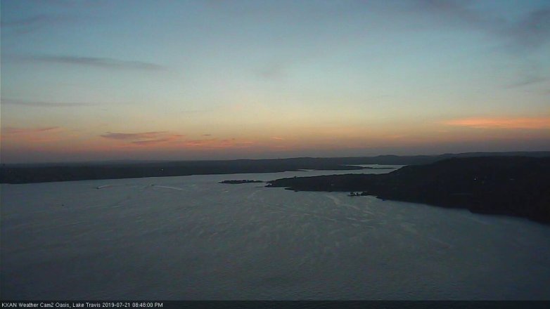 Lake Travis webcam, July 21, 2019 7:50 PM CT
