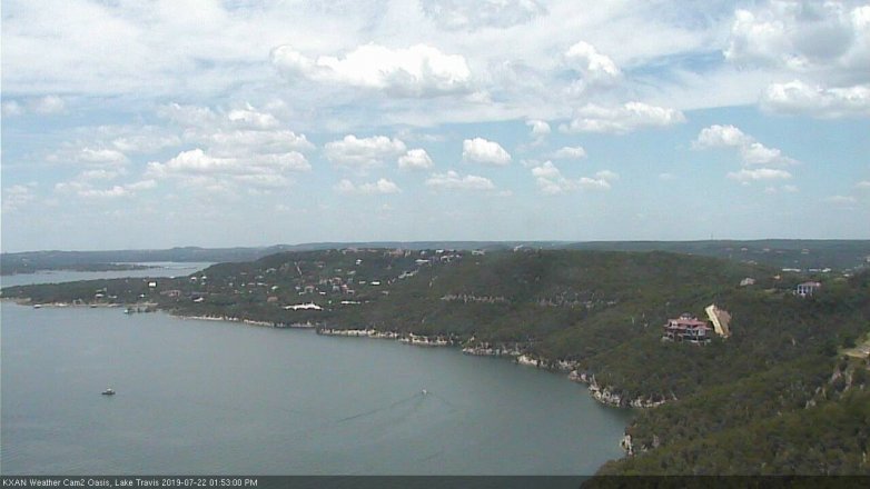 Lake Travis webcam, July 22, 2019 12:55 PM CT