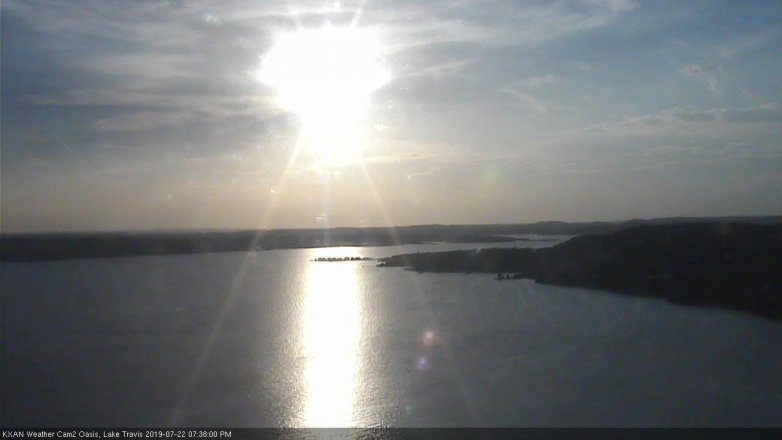 Lake Travis webcam, July 22, 2019 6:40 PM CT