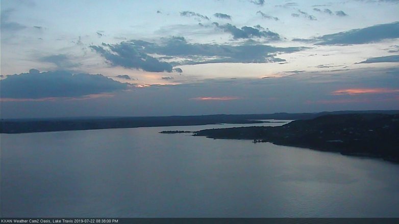 Lake Travis webcam, July 22, 2019 7:40 PM CT