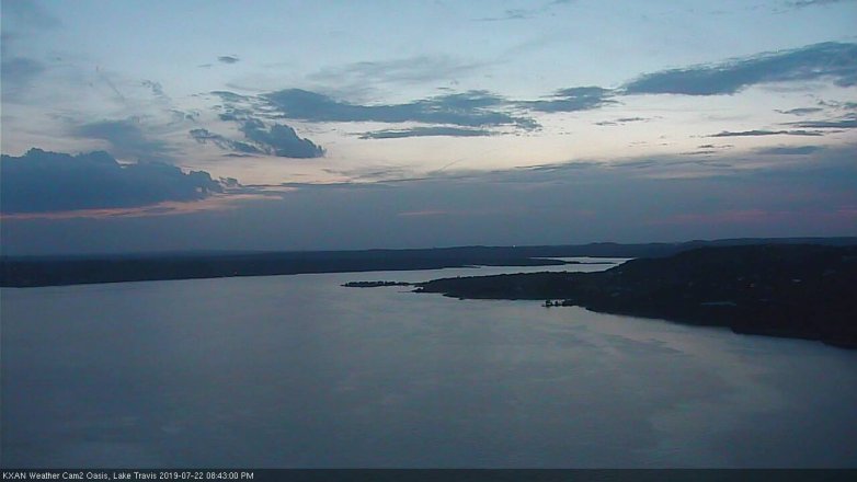Lake Travis webcam, July 22, 2019 7:45 PM CT